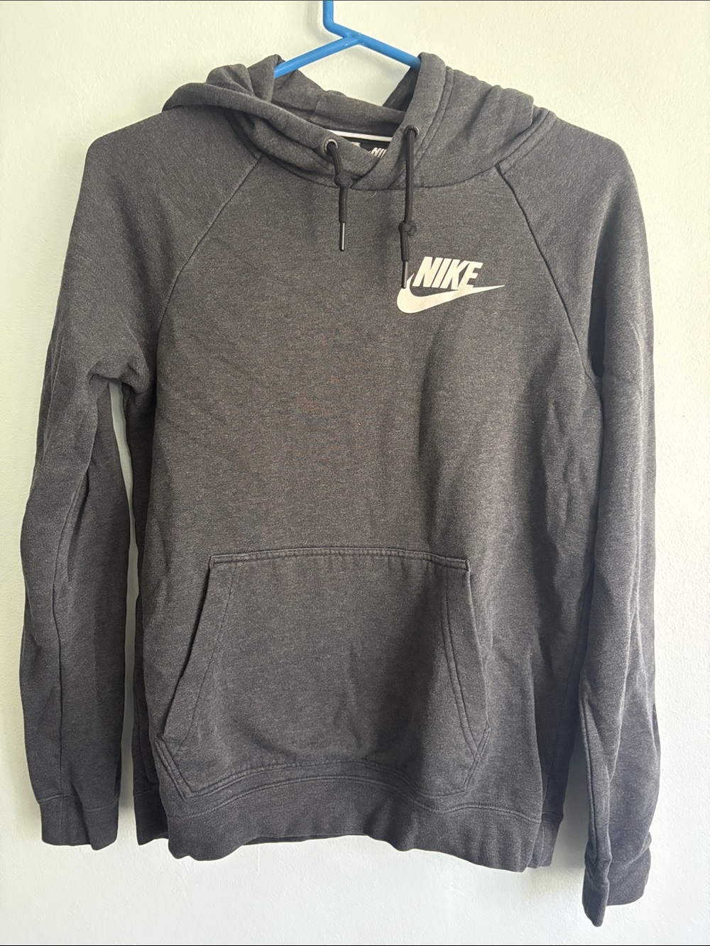 Nike Charcoal Gray Crewneck Hoodie with White Logo